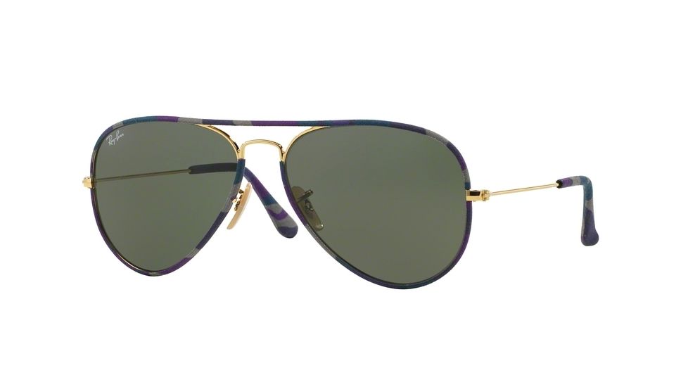 Ray-Ban Aviator RB3025JM Sunglasses 172-55 - Gold Frame, Green Lenses