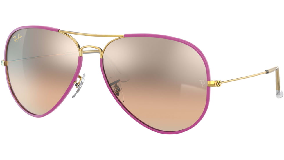 Ray-Ban Aviator RB3025JM Sunglasses, Violet On Legend Gold, 62, RB3025JM-91963E-62
