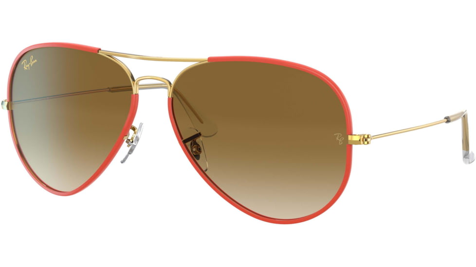 Ray-Ban Aviator RB3025JM Sunglasses, Red On Legend Gold, 62, RB3025JM-919651-62