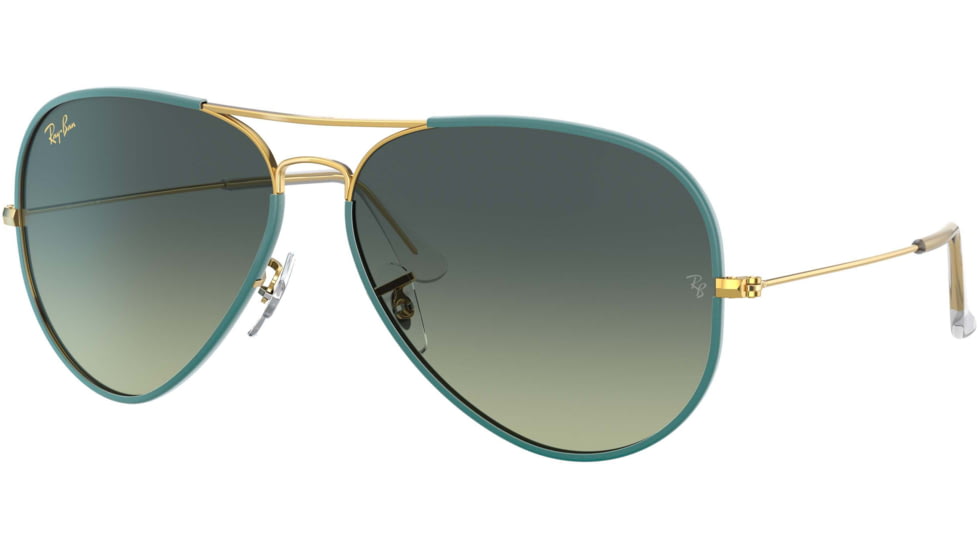 Ray-Ban Aviator RB3025JM Sunglasses, Petroleum On Legend Gold, 58, RB3025JM-9196BH-58