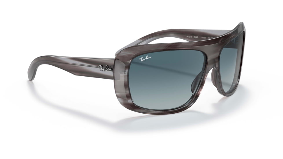 Ray-Ban Blair RB2196 Sunglasses, Blue Gradient Grey Lenses, Striped Gray, 61, RB2196-13143M-61