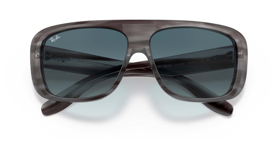 Ray-Ban Blair RB2196 Sunglasses, Blue Gradient Grey Lenses, Striped Gray, 61, RB2196-13143M-61