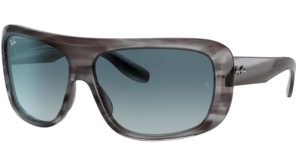 Ray-Ban Blair RB2196 Sunglasses, Blue Gradient Grey Lenses, Striped Gray, 61, RB2196-13143M-61