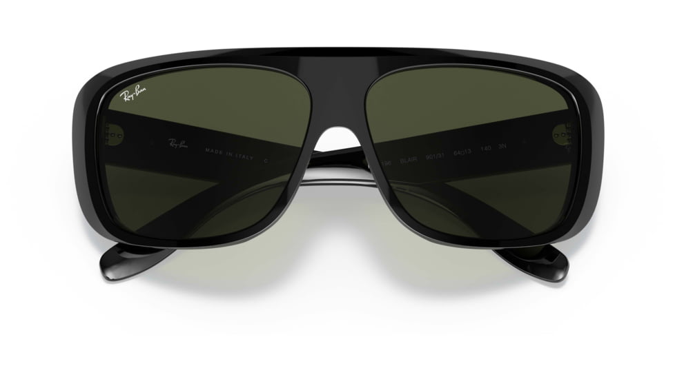 Ray-Ban Blair RB2196 Sunglasses, Green Lenses, Black, 61, RB2196-901-31-61