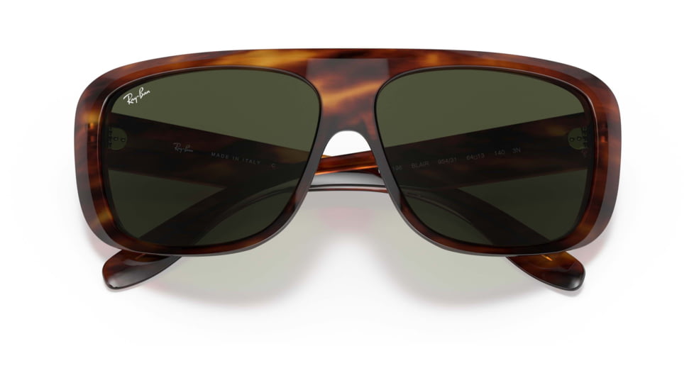 Ray-Ban Blair RB2196 Sunglasses, Green Lenses, Striped Havana, 61, RB2196-954-31-61