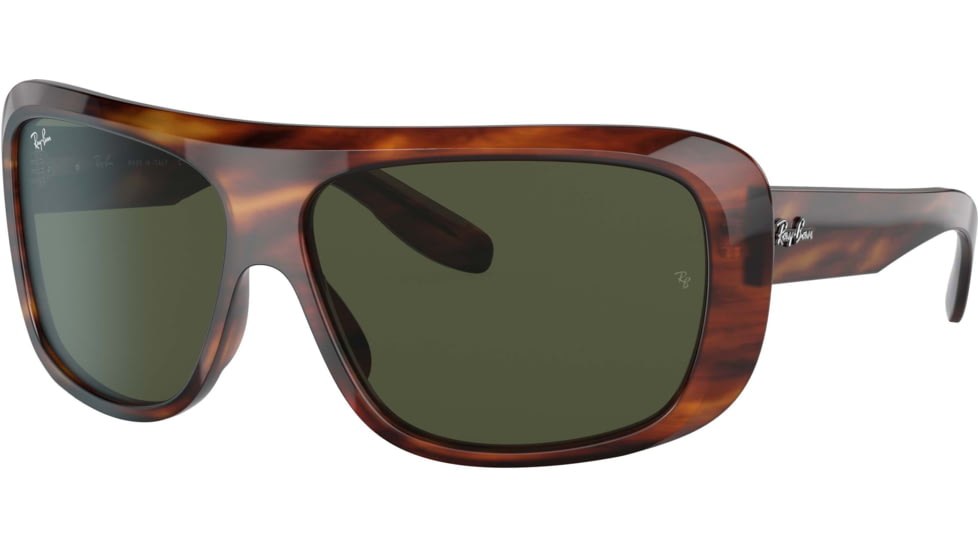 Ray-Ban Blair RB2196 Sunglasses, Green Lenses, Striped Havana, 61, RB2196-954-31-61