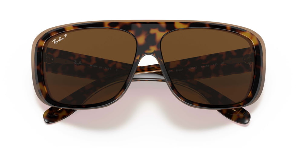 Ray-Ban Blair RB2196 Sunglasses, Polarized Brown Lenses, Havana On Transparent Brown, 61, RB2196-129257-61