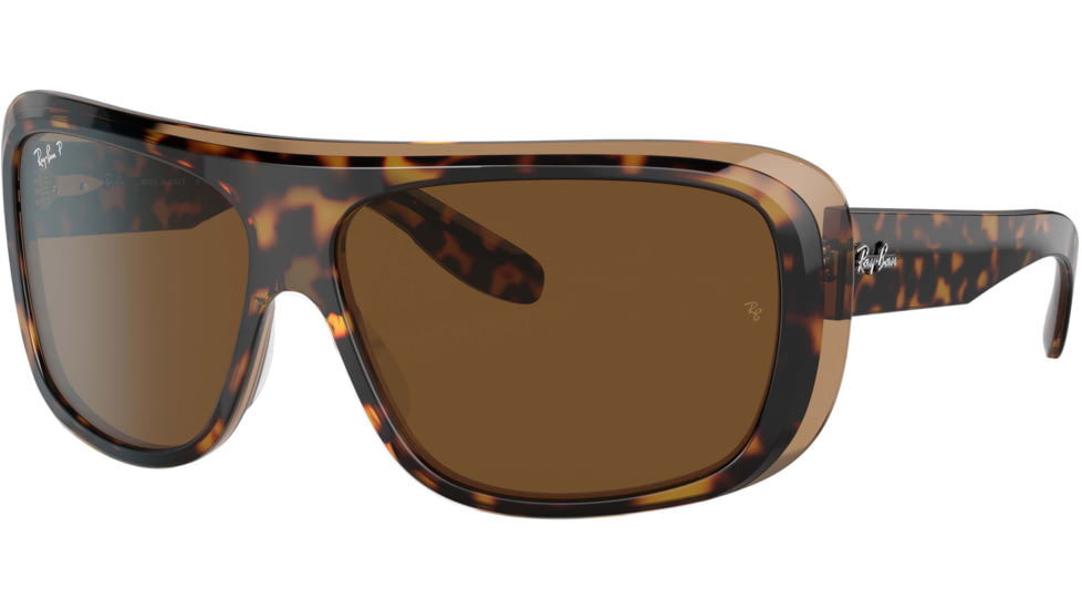 Ray-Ban Blair RB2196 Sunglasses, Polarized Brown Lenses, Havana On Transparent Brown, 61, RB2196-129257-61