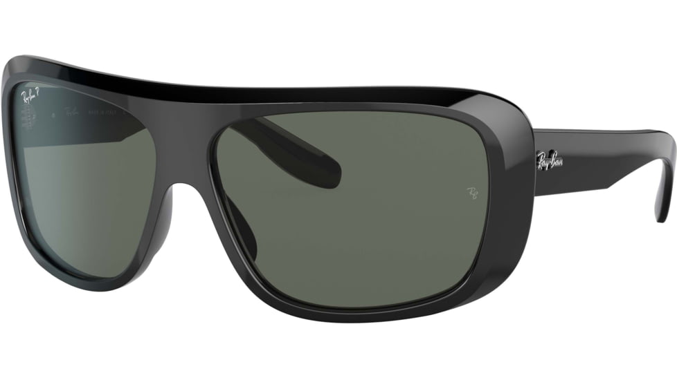 Ray-Ban Blair RB2196 Sunglasses, Polarized Green Lenses, Black, 61, RB2196-901-58-61
