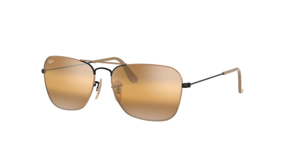 Ray-Ban Caravan Prescription Sunglasses, 55mm, Light Brown/Black, RB3136-9153AG-55-SV