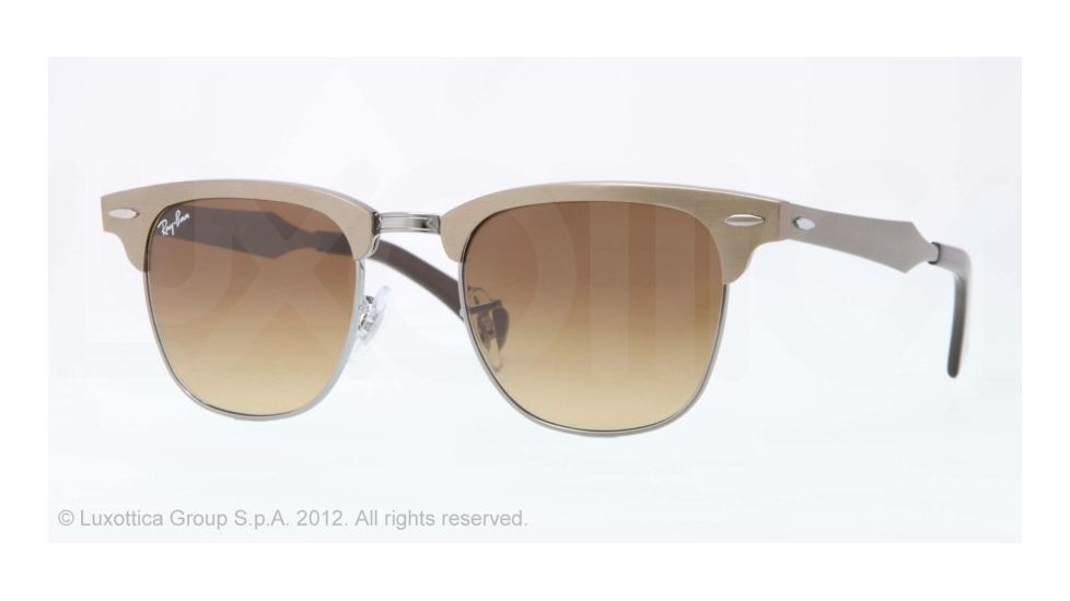 Ray-Ban CLUBMASTER ALUMINUM RB3507 Single Vision Prescription Sunglasses RB3507-139-85-49 - Lens Diameter 49 mm, Lens Diameter 49 mm, Frame Color Brushed Bronze/gunmetal