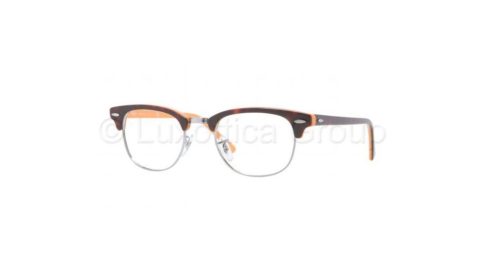 Ray-Ban Clubmaster Eyeglasses RX5154 with No-Line Progressive Rx Prescription Lenses 5160-4921 - Top Dark Havana on Orange Frame, Demo Lens Lenses