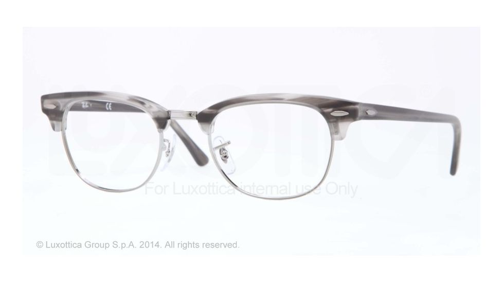 Ray-Ban Clubmaster Eyeglasses RX5154 with No-Line Progressive Rx Prescription Lenses 5255-49 - Matte Stripped Grey Frame