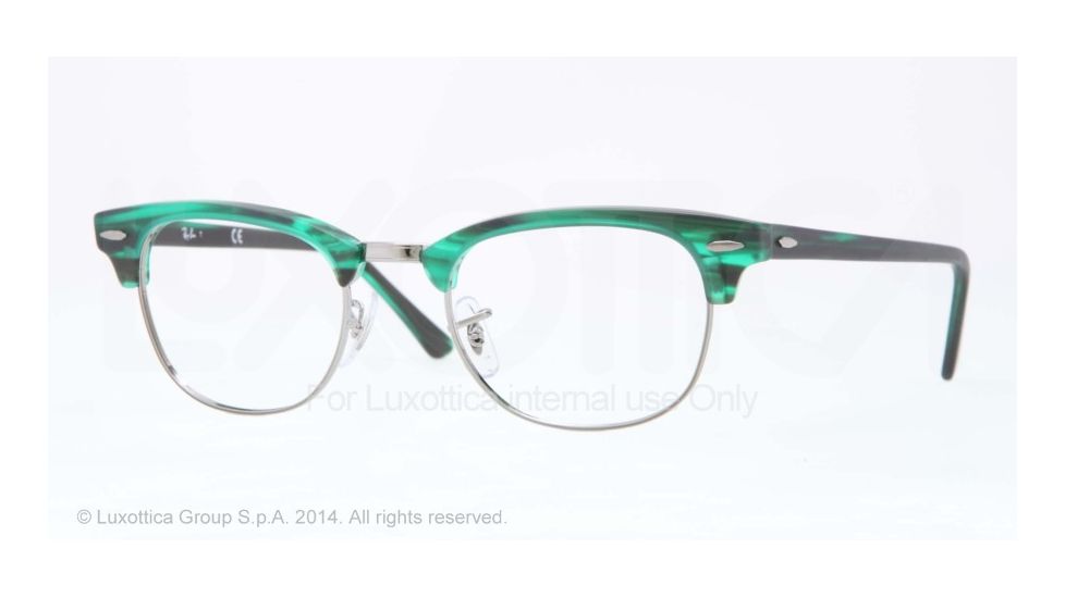 Ray-Ban Clubmaster Eyeglasses RX5154 with No-Line Progressive Rx Prescription Lenses 5256-49 - Matte Stripped Green Frame
