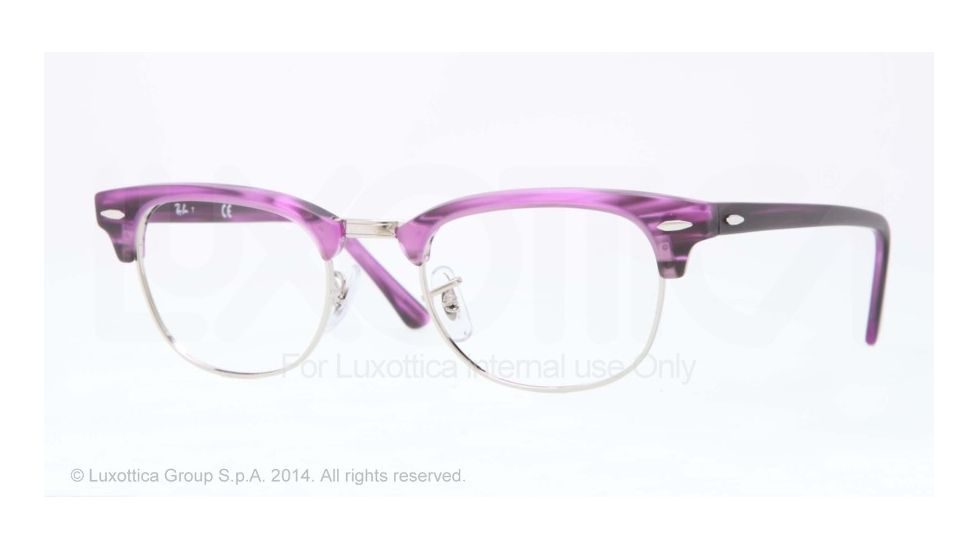 Ray-Ban Clubmaster Eyeglasses RX5154 with No-Line Progressive Rx Prescription Lenses 5257-49 - Matte Stripped Violet Frame