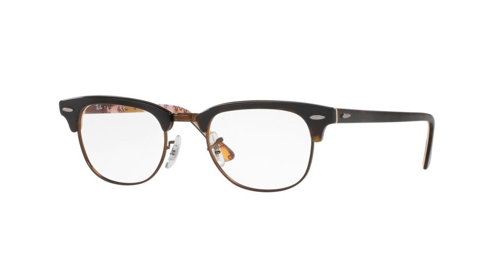 Ray-Ban Clubmaster Eyeglasses RX5154 with No-Line Progressive Rx Prescription Lenses 5650-49 - Havana On Tex Camuflage Frame