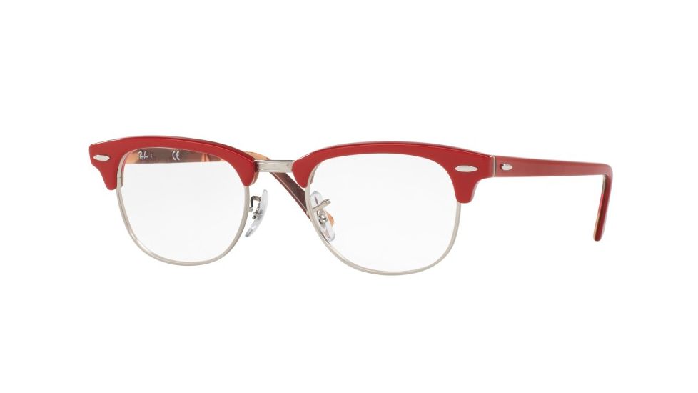 Ray-Ban Clubmaster Eyeglasses RX5154 with No-Line Progressive Rx Prescription Lenses 5651-49 - Red On Texture Camuflage Frame
