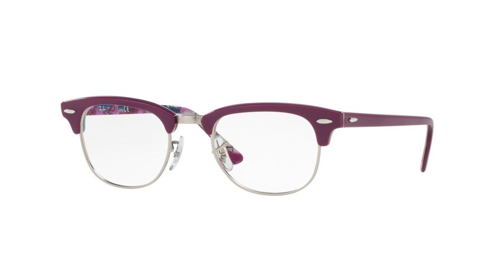 Ray-Ban Clubmaster Eyeglasses RX5154 with No-Line Progressive Rx Prescription Lenses 5652-51 - Violet On Texture Camuflage Frame