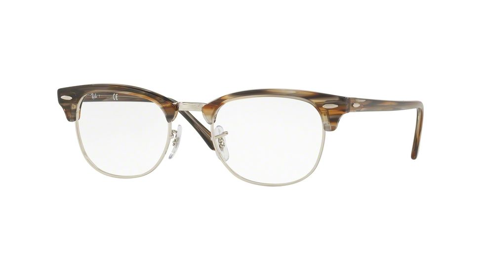 Ray-Ban Clubmaster Eyeglasses RX5154 with No-Line Progressive Rx Prescription Lenses 5749-49 - Brown Grey Stripped Frame