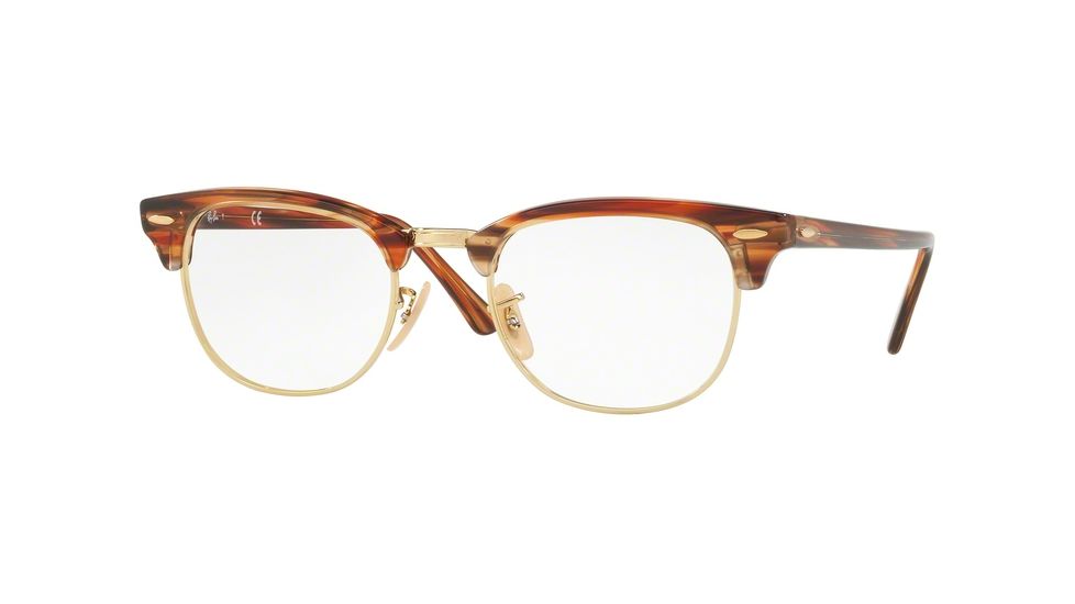 Ray-Ban Clubmaster Eyeglasses RX5154 with No-Line Progressive Rx Prescription Lenses 5751-49 - Brown/beige Stripped Frame