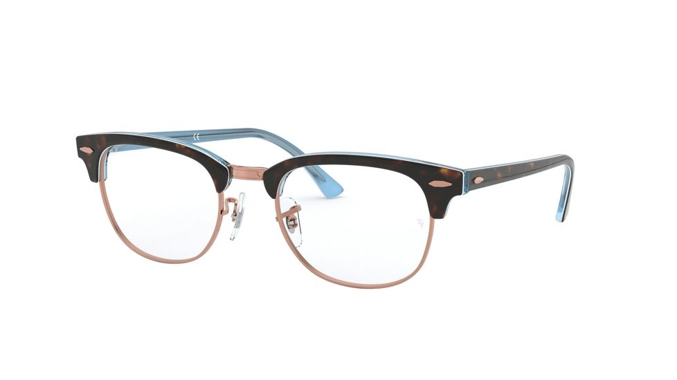 Ray-Ban Clubmaster Eyeglasses, 49mm, Top Havana On Light Blue, RX5154-5885-49-PRO