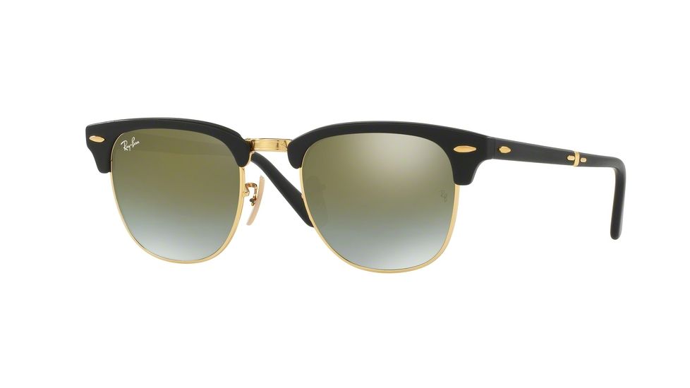 Ray-Ban Clubmaster Folding RB2176 Sunglasses 901S9J-51 - Matte Black Frame, Green Flash Gradient Lenses