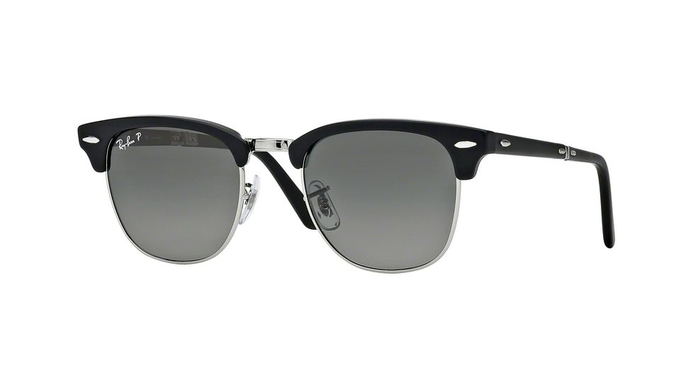 Ray-Ban CLUBMASTER FOLDING RB2176 Sunglasses 901SM8-51 - Matte Black Frame, Polar Grey Gradient Lenses