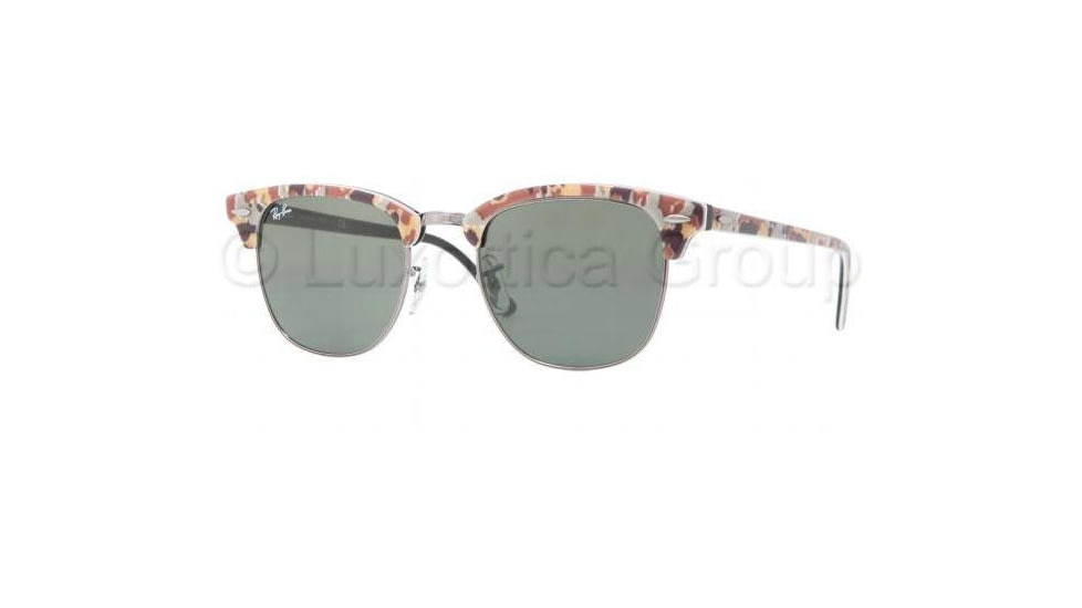 Ray-Ban Clubmaster Sunglasses RB3016 1068-5121 - Top Camo Beige On Blac Crystal Green