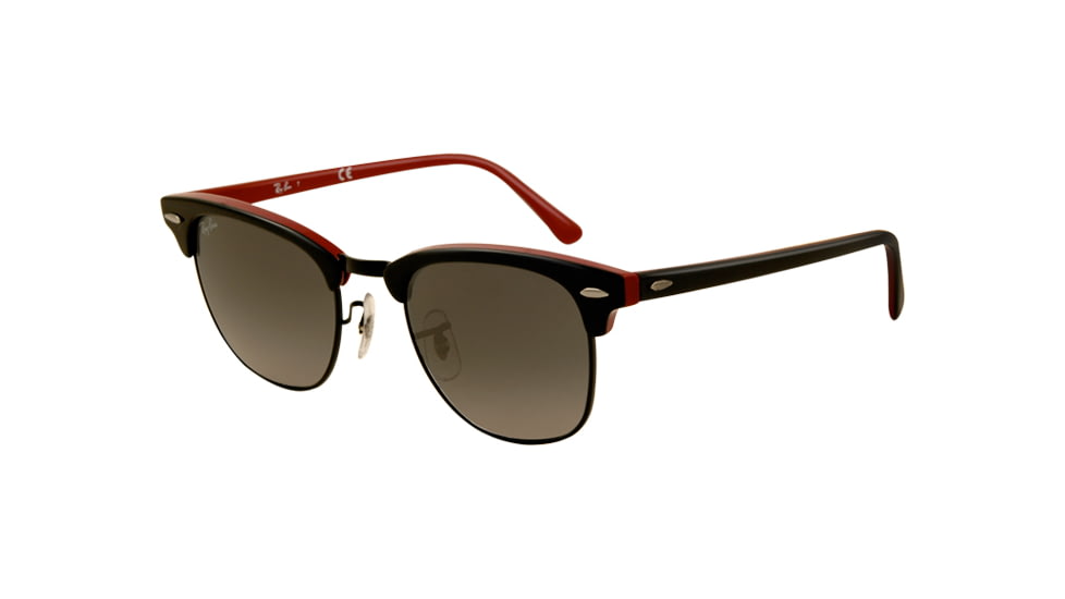 Ray-Ban Clubmaster Sunglasses RB3016 110371-5121 - Top Black On Red Frame, Gray Gradient Lenses