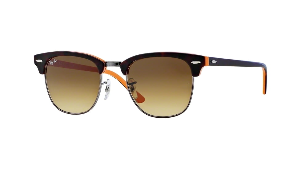Ray-Ban Clubmaster Sunglasses RB3016 112685-5121 - Top Dark Havana on Orange Frame, Brown Gradient Lenses