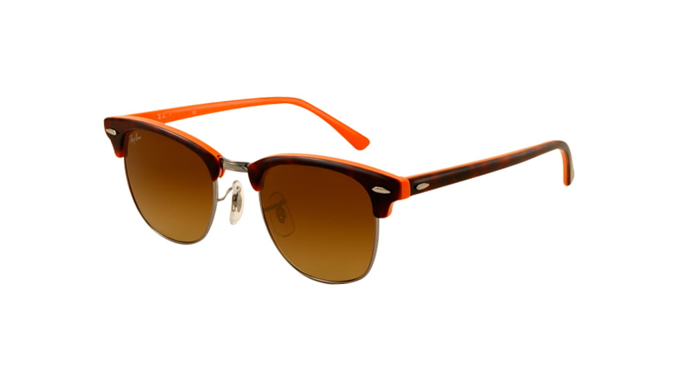 Ray-Ban Clubmaster Sunglasses RB3016 112685-4921 - Top Dark Havana on Orange Frame, Brown Gradient Lenses