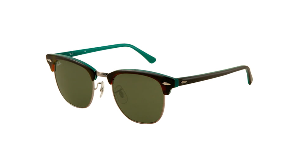 Ray-Ban Clubmaster Sunglasses RB3016 1127-4921 - Top Shiny Havana Frame, Gray Green Lenses