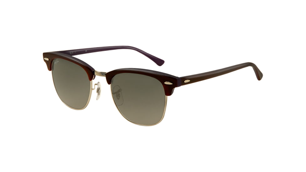 Ray-Ban Clubmaster Sunglasses RB3016 112871-4921 - Top Shiny Havana on Violet Frame, Crystal Gray Gradient Lenses