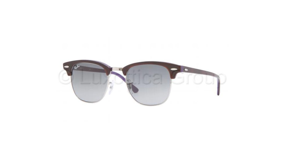 Ray-Ban Clubmaster Sunglasses RB3016 112871-4921 - Top Shiny Havana on Violet Frame, Crystal Gray Gradient Lenses
