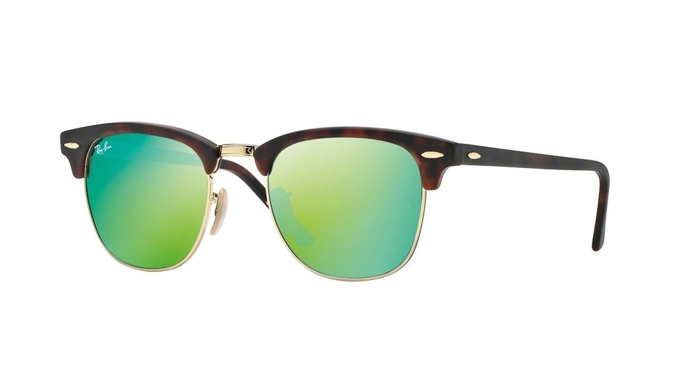 Ray-Ban Clubmaster Sunglasses RB3016 114519-51 - Sand Havana/gold Frame, Grey Mirror Green Lenses