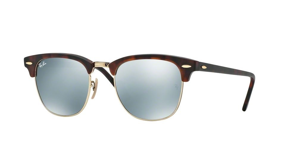 Ray-Ban Clubmaster Sunglasses RB3016 114530-49 - Sand Havana/gold Frame, Light Green Mirror Silver Lenses