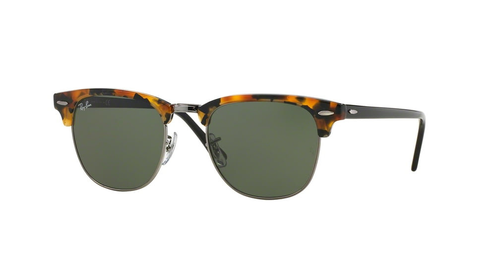 Ray-Ban Clubmaster Sunglasses RB3016 1157E-49 - Havana Spotted Black Frame, Green Lenses
