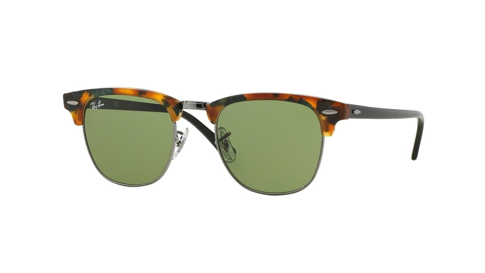 Ray-Ban Clubmaster Sunglasses RB3016 11594E-49 - Spotted Green Havana Frame, Green Lenses