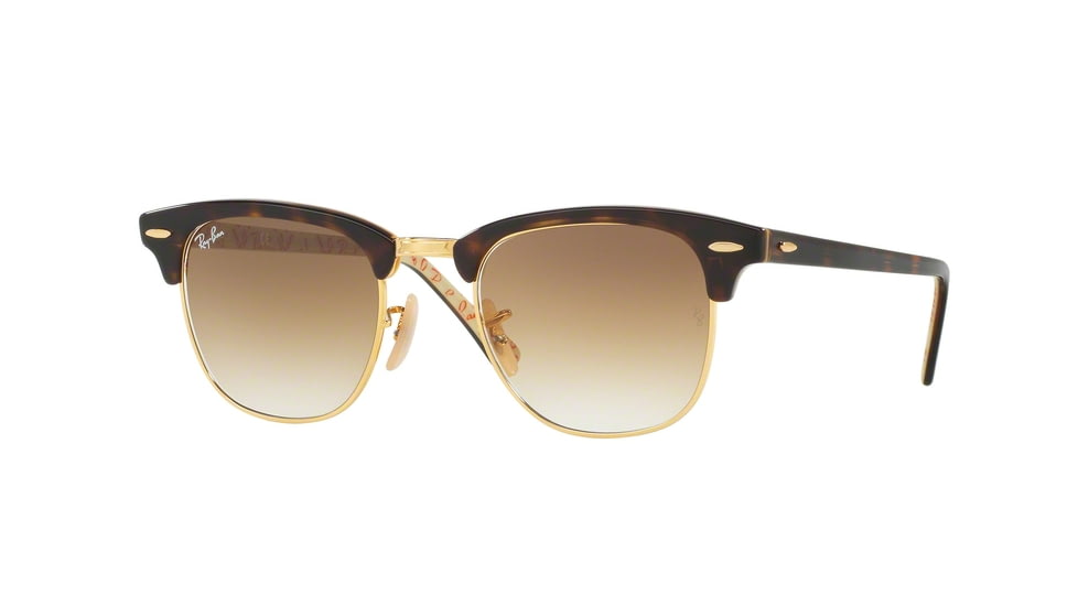 Ray-Ban Clubmaster Sunglasses RB3016 120451-49 - Top Havana/texture Beige Frame, Gradient Brown Lenses