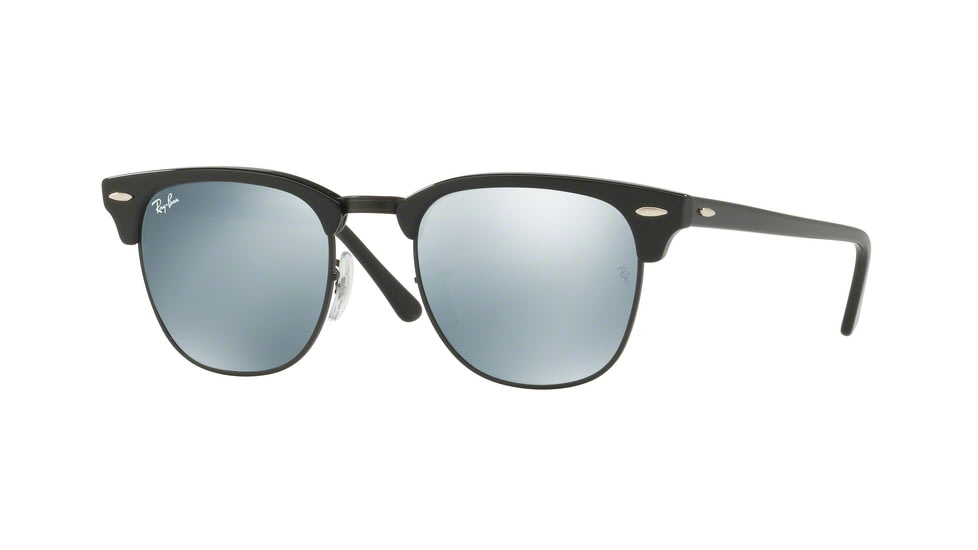 Ray-Ban Clubmaster Sunglasses RB3016 122930-51 - Black Frame, Light Green Mirror Silver Lenses