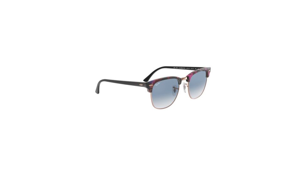 Ray-Ban Clubmaster Sunglasses RB3016 12573F-51 - Spotted Grey/Violet Frame, Clear Gradient Blue Lenses