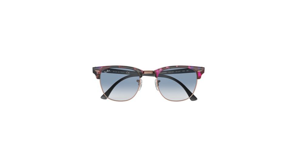 Ray-Ban Clubmaster Sunglasses RB3016 12573F-51 - Spotted Grey/Violet Frame, Clear Gradient Blue Lenses