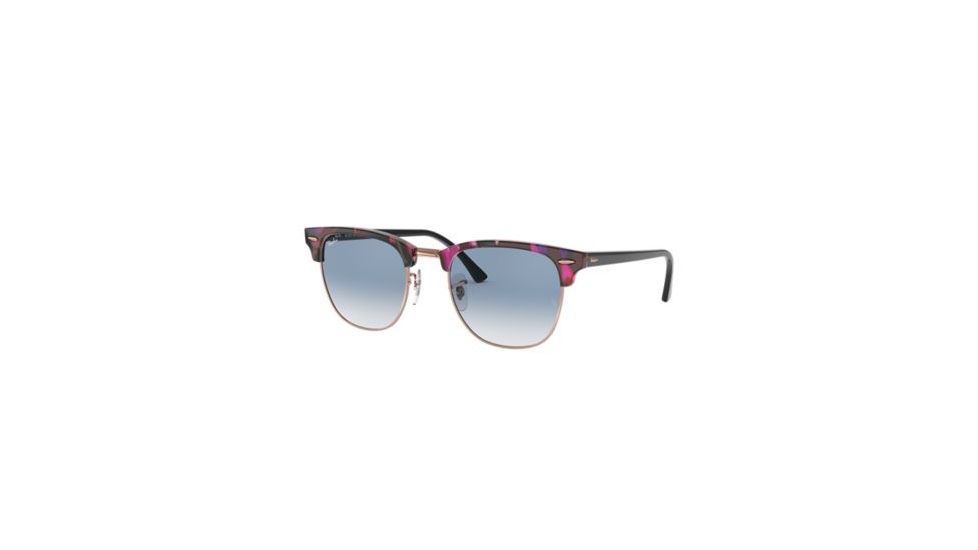 Ray-Ban Clubmaster Sunglasses RB3016 12573F-51 - Spotted Grey/Violet Frame, Clear Gradient Blue Lenses