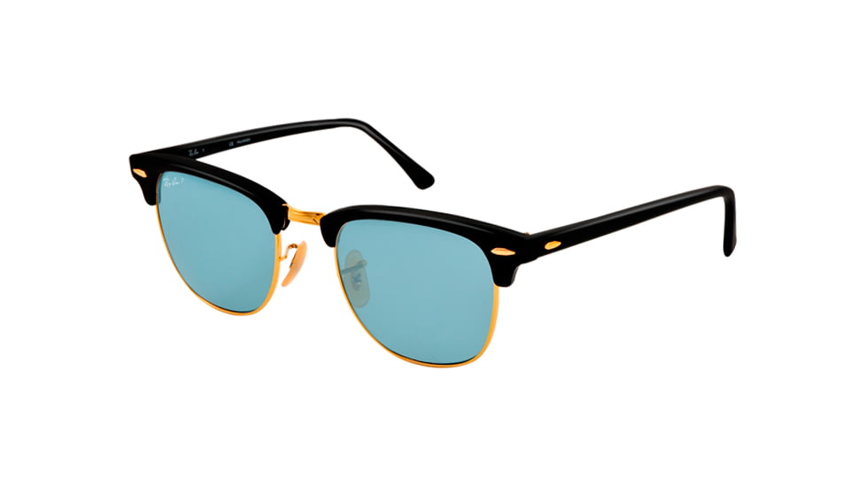 Ray-Ban Clubmaster Sunglasses RB3016 901S3R-51 - Matte Black Frame, polar sky blue Lenses
