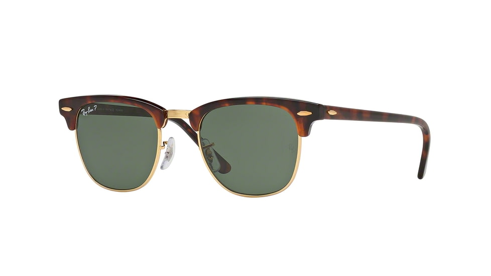 Ray-Ban Clubmaster Sunglasses RB3016 99058E-49 - Red Havana Frame, Polar Green Lenses