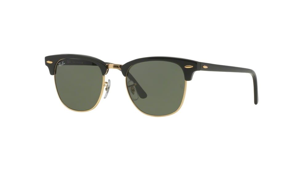 Ray-Ban Clubmaster Sunglasses RB3016 W0365E-49 - Ebony/Arista Frame, Green Lenses