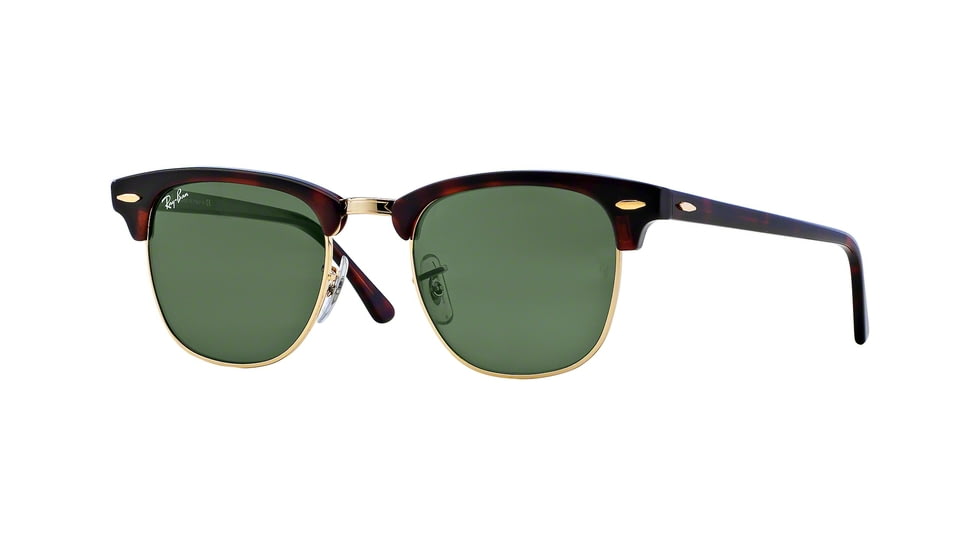 Ray-Ban Clubmaster Sunglasses RB3016 W0366E-49 - Mock Tartaruga Arista Frame, Green Lenses