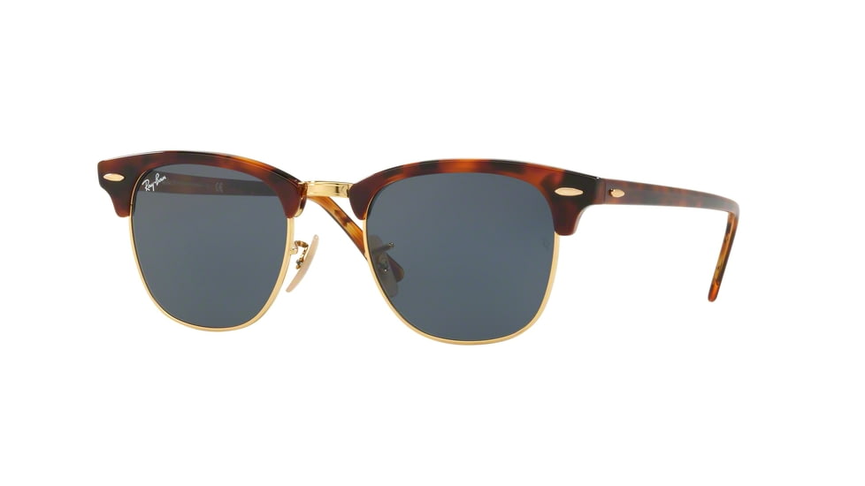 Ray-Ban Clubmaster Sunglasses RB3016 W3373E-49 - Top Havana Brown/yellow Frame, Blue Lenses