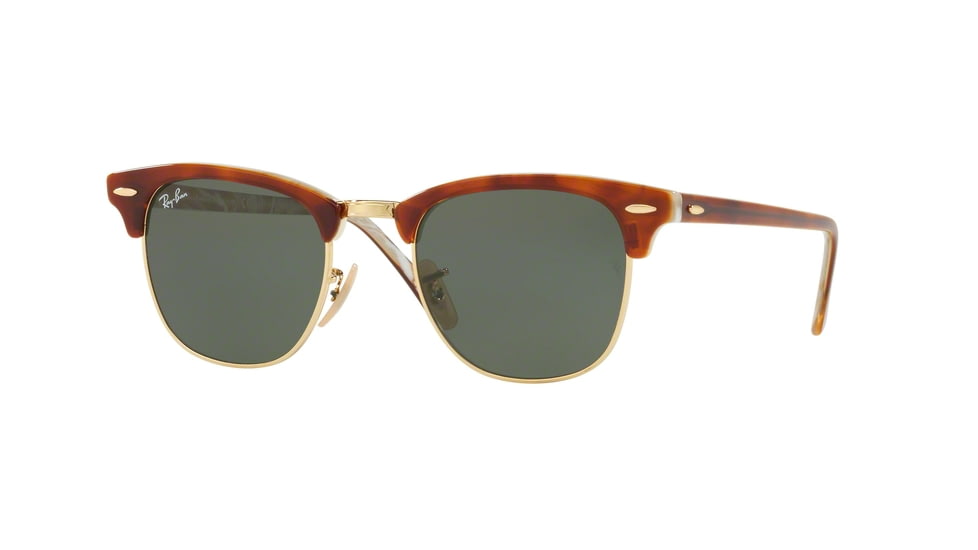 Ray-Ban Clubmaster Sunglasses RB3016 W3374E-49 - Top Havana Brown/honey Frame, Green Lenses