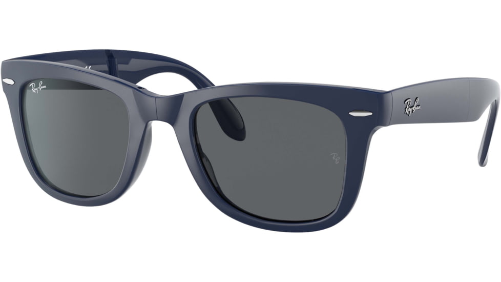 Ray-Ban Folding Wayfarer Classic Sunglasses, Dark Grey Lenses, Blue, 50, RB4105-6197B1-50